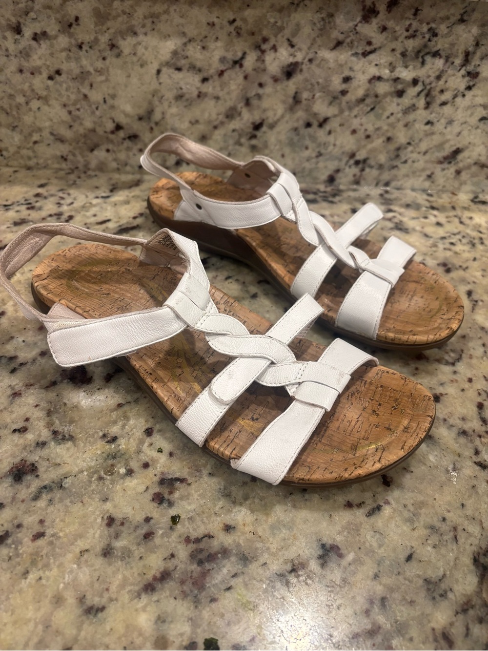 ABEO Bea Braid Neutral White Leather Orthotic Comfort Sandals Women's 9N